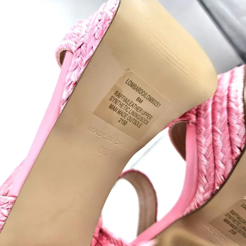 Steve Madden Lombardo Heeled Sandal Pink Raffeta Platform Buckle Ankle Strap W8 - Picture 13 of 16